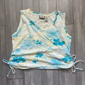 Jamaica Bay Light Blue Floral V-Neck Tank Top with Side Ties Swim Coverup